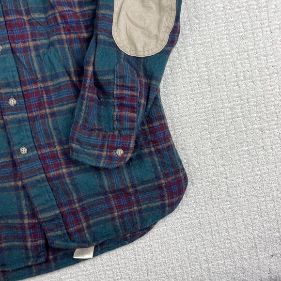 Vtg Pendleton Shirt Mens Large Plaid Wool Flannel USA Elbow Pads Wool Read* - Picture 5 of 16